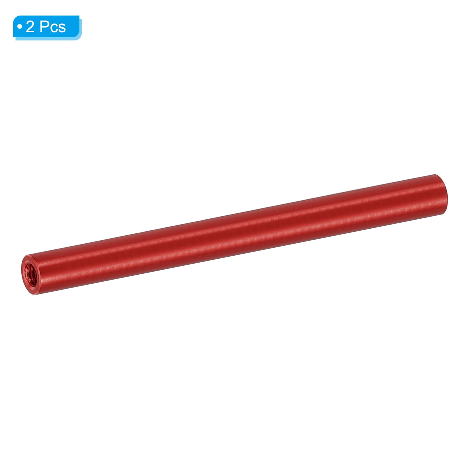 PATIKIL 2pcs M3 Metal Threaded Standoff Spacer Nuts, Round Aluminum Spacers Female Coupling Screws, 1/8" ID x 3/16" OD, Red, (70mm L) - Image 3