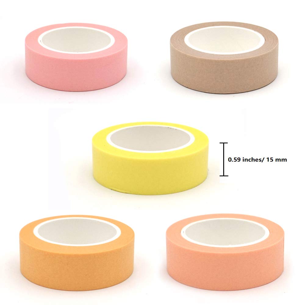 ERCENTURY Washi - Juego de 5 rollos de cinta adhesiva decorativa, para bricolaje, manualidades, álbumes de recortes
