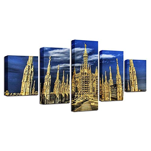 Paysage architectural doré tableau sur toile intissée haute finition