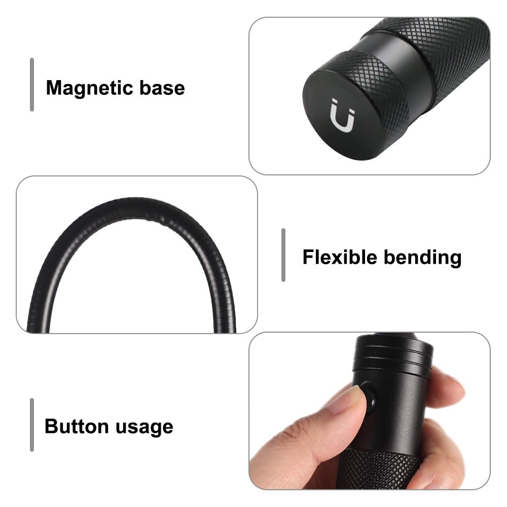 Lampada Barbecue Magnetica, 1/2 Pezzi Luce per Barbecue, Telescopica e Zoom, Luci BBQ con Collo D'oca Flessibile a 360° per Griglie All'aperto Campeggio Picnic