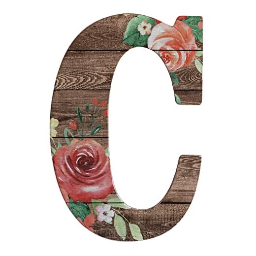 COLLECTIVE HOME - 12" Wood Letters for Wall Decor, Rustic Wall Sign, Decorative Hanging Alphabet Signs, House Number, Decorations for Wedding Birthday Housewarming Party, Wood, Rose. (C)