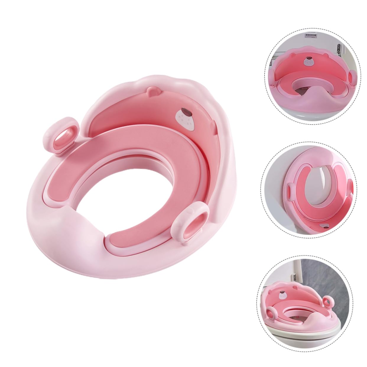 Sedia Riduttore Wc per Ragazzo Ragazza Rosa con Scala Rimovibile | Materiali Pp e Tpe, Cuscino Morbido a Superficie Liscia, Forma Leone con Copri Seduta Incluso
