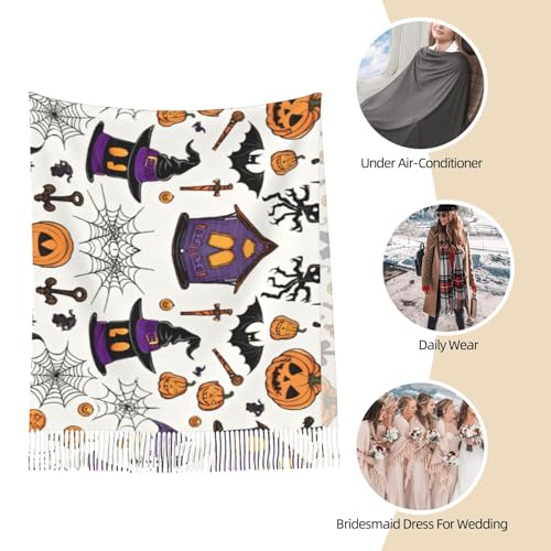 (Magic Witch Witchcraft Bohemian Drawing) Elegant Women Tassel Scarf Soft Warm Long Shawl Wrap Ladies Fall Winter Scarves4