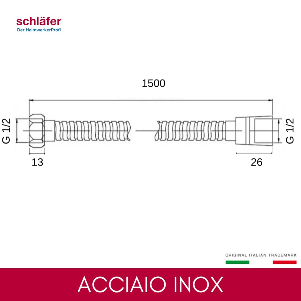 Schläfer 35601013 | Rubinetto Esterno Doccia Vasca da Muro Vintage con 2 Manopole Antiche, Rubinetto in Ottone Stile Retro con Doccetta e Supporto Muro - cromo