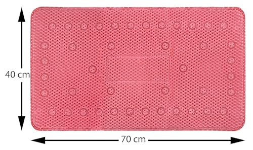Image of THE HOME TALK Cotton Bathmats | Water Absorbent Runners | Regular Striped Rugs | Floor Mats for Kitchen, Bathroom & Sink | Ultra Soft Mats | Non-Slip (Pink, 40X70 cm)