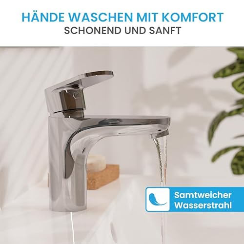 Bächlein Badarmatur Keila in klassischem Design, Einhebelmischer mit langlebiger Keramikkartusche und Montage-Set, Bad Wasserhahn Chrom - klassisch
