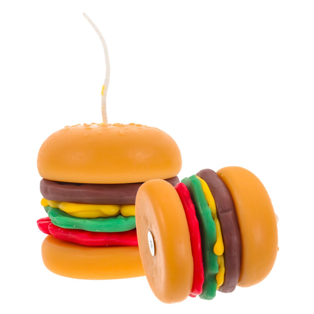 Vela de Hamburguesa Aromática Decorativa, 2 Piezas de Cera Naranja | Estilo Rústico Farmhouse Artístico, para Mesa Fotográfica y Ambiente Festivo