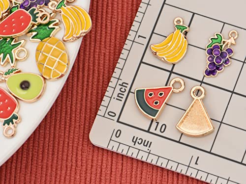Image of VIDRIO Pack of 80 Watermelons Enamel Charms Gold Plated Colored Pendants Accessories for Necklace Bracelet Jewelry Making DIY Crafting
