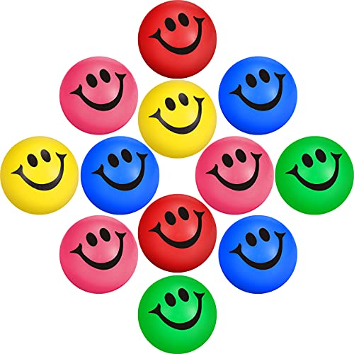12 Pieces Smile Face Stress Balls Smile Funny Face Stress Balls Stress Relief Smile Balls Anxiety Ball Relief for School Carnival Reward, Valentine Party Bag Present Fillers, Mixed Colors