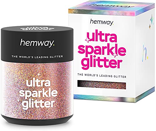 Hemway Ultra-Schein-Glitter Pot 22g Rose Gold Holographic Feine 1/64" .015" 0,4mm Multi-Purpose Kosmetik Sicher Festival Körper Nails Haar Arts Crafts Epoxidharz Tumblers Cover