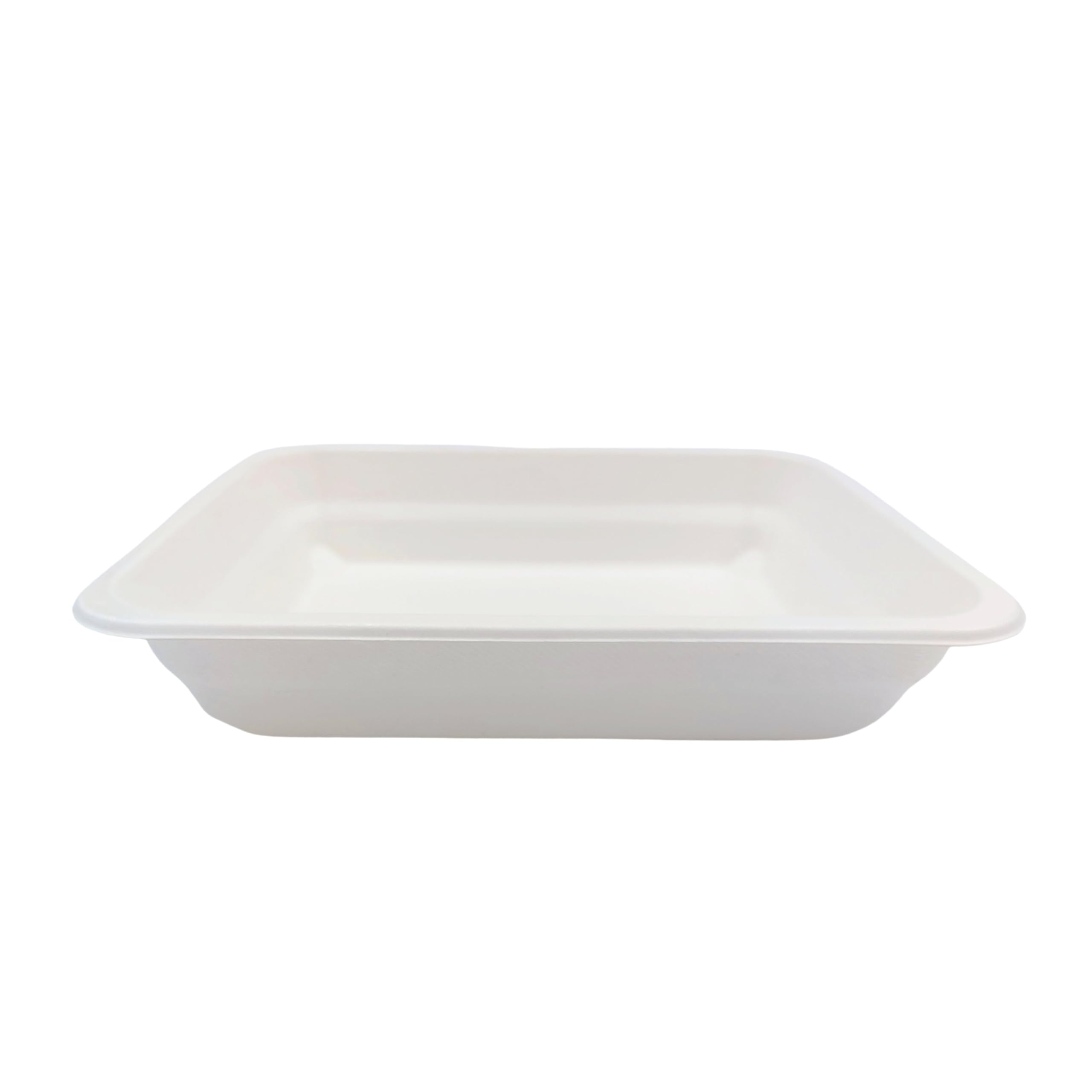 PacknWood - 50 Bandejas Sellable Blanco Pulpa | Ø22,7 cm | Hostelería Catering, Desechable, Ecológico, Microondable, Take Away
