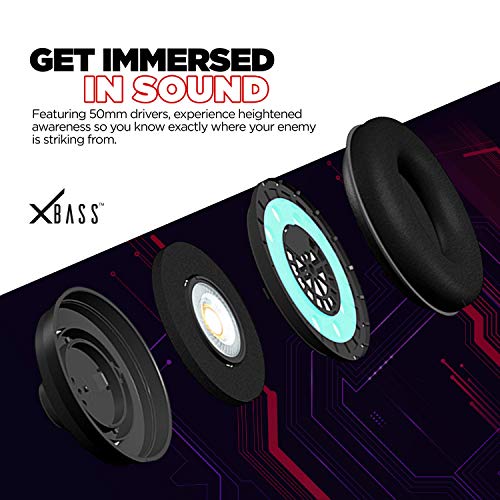 Nu-Republic-Dread-EVO-Gaming-Earphones-with-Flexible-Extended-MicrophoneRed-LED-Light50mm-Neodymium-DriversHD-Sound-Volume-Controls-for-PC-PS4-Xbox-Android-iOS-Mobile-Phone-Black-Red Nu Republic Dread EVO Gaming Earphones with Flexible Extended Microphone,Red LED Light,50mm Neodymium Drivers,HD Sound…