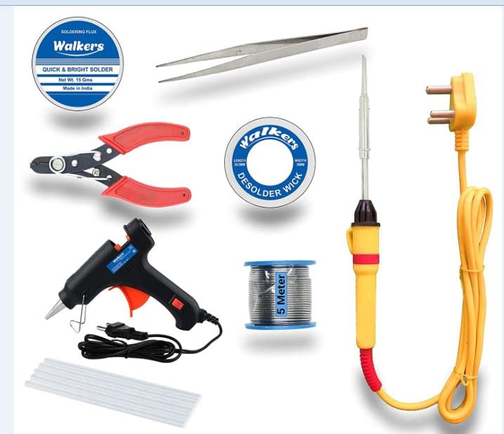 Walkers Basic Bundle Electric 25W Soldering Iron Machine Tool Kit - Set of 8 with Flux Paste and Wire 25 W Simple (Flat Tip) (B09V778LHZ) Amazon Price History, Amazon Price Tracker