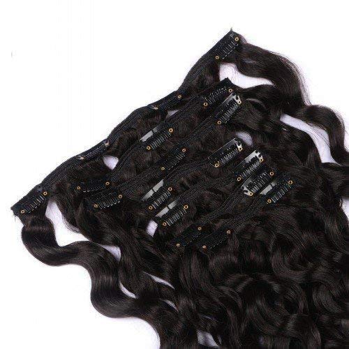 Miniatura 4 de Extensiones de cabello humano natural rizado con clip para mujeres negras, extensiones de cabello humano real Remy ondulado natural con clip para