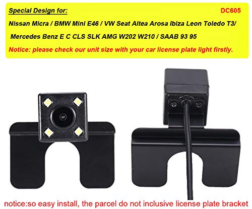 IP67 Car Rear View Camera with 4 LED Light Night Vision Back Up Camera for Nissan Micra/BMW Mini E46/VW Seat Altea Arosa ibiza Leon Toledo T3/Mercedes Benz E C CLS SLK AMG W202 W210/SAAB 93 95 - Image 2