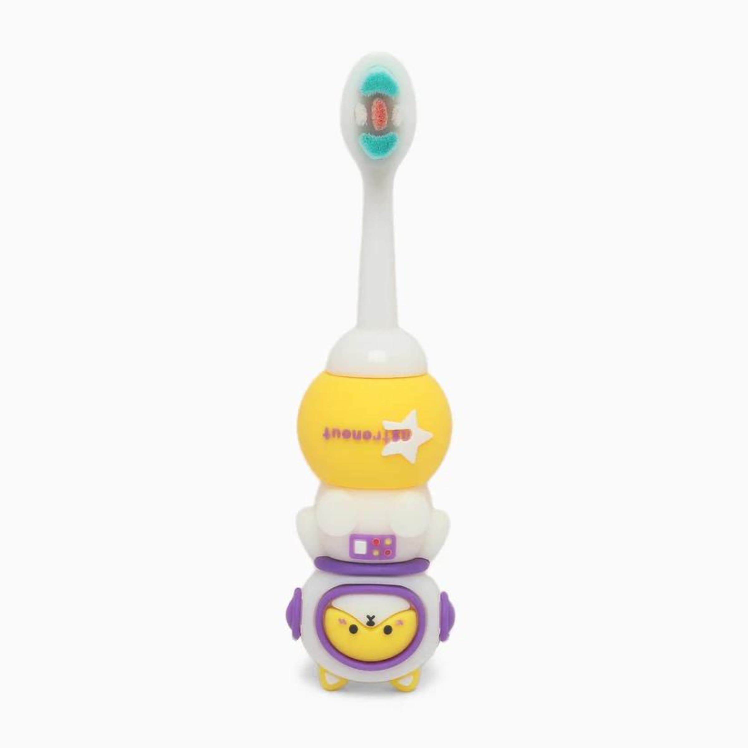 3D Cartoon Handle Soft Bristles Toothbrush for Children's with Travel Case 2 To 7 Years (ASTRONOUT YELLOW)-image-37
