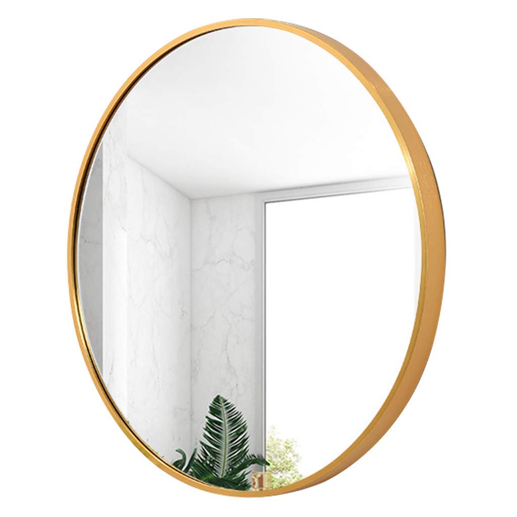TYUHDUYUR Circle Bathroom Glass Mirror Geometric Decorative Mirror Large Metal Wall Mirror Diameter 15.7 Inch - 31.5 Inch (Gold 60x60CM)