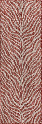Rugs.com Outdoor Safari Collection Rug – 2' x 6' Runner Rust Red Flatweave Rug Perfect for Hallways, Entryways
