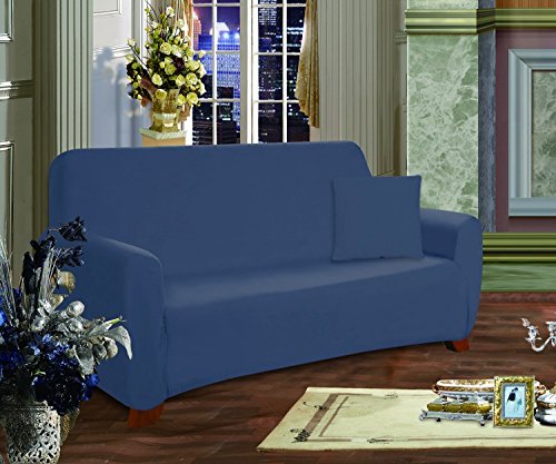 Elegant Comfort Furniture Jersey Stretch Slip-Cover, Loveseat Navy Blue