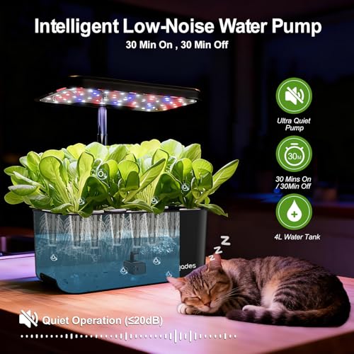 Image of Indoor Garden 10 Pods Hydroponics Growing System w /LED Grow Light | Plant Germination Kit, Smart Quiet Pump, Adjustable Height Hydroponic Planter, Countertop Herb Garden, Ideal Gift Idea