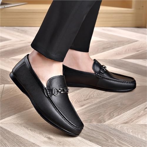 Men's Party Shoes Faux Leather Business Tuxedo Round Toe Casual Non Slip Low Top Block Heel Anti-Slip Dress Slip On3