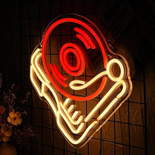 LMSIGNLY Record Player Neon Sign Retro Red Warm Music Record Neon Light Neon Signs Live Music Neon Light Sign for Bedroom Beer Bar Decoration - Image 4