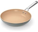 Ninja Extended Life 28cm Ceramic Frying Pan, Non-Stick (No PFAs, PFOAs, Lead or Cadmium), Induction Compatible, Stainless Steel Handle, Oven Safe to 285°C, Grey & Terracotta, CW90028EUUKDB