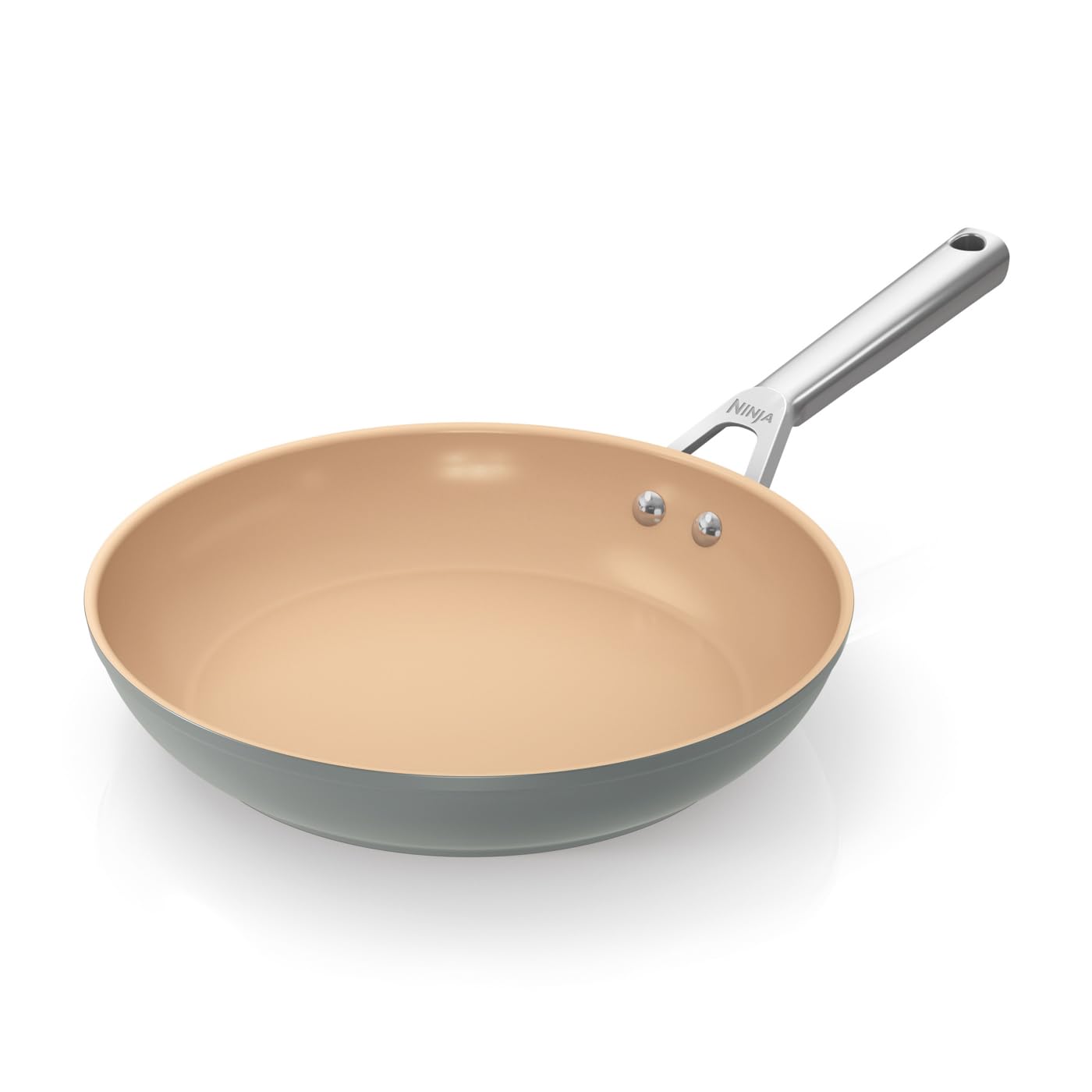 Ninja Padella in Ceramica a Lunga Durata da 28 cm, Antiaderente (senza PFAs, PFOAs, Piombo o Cadmio), Manico in Acciaio Inox, per Induzione e Forno fino a 285°C, Grigio/Terracotta, CW90028EUUKDB.