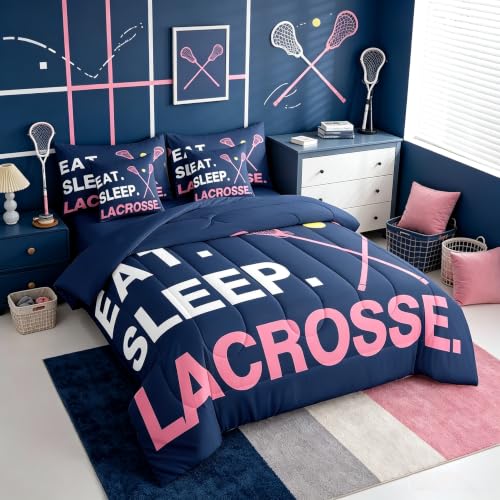 Image of Feelyou Lacrosse Bedding Set Twin Size 7 Piece for Girls Boys Kids