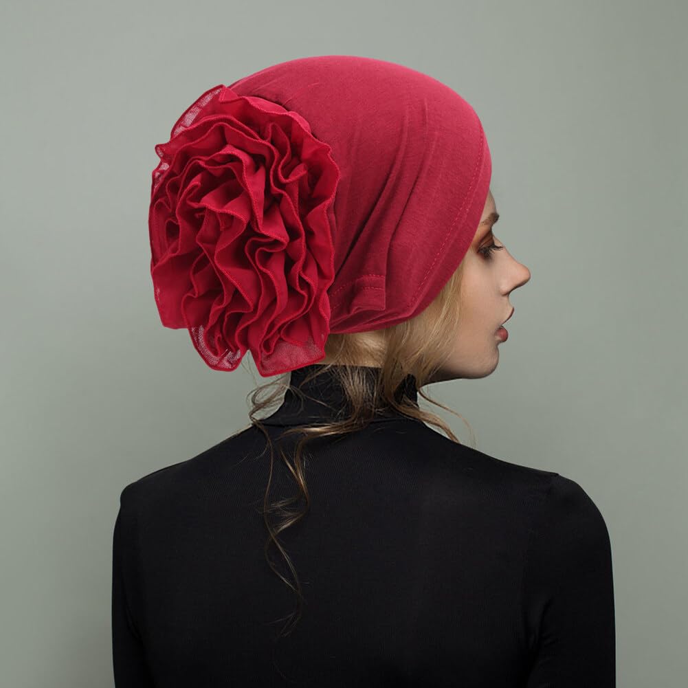 Fxhixiy Uvázaný turban pro ženy - Korálková chemoterapie - Čepice proti vypadávání vlasů (vínová)