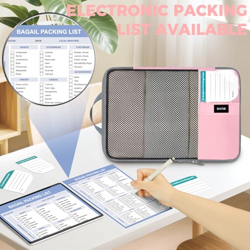 Image of BAGAIL 4 /6 Set /8 Set Compression Packing Cubes Travel Accessories Expandable Packing Organizers(HalfMesh, 8-Pink)