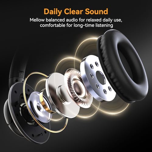 KVIDIO Wired Headphones with Mic,3.5mm Plug Volume Control for School,Black - image 9