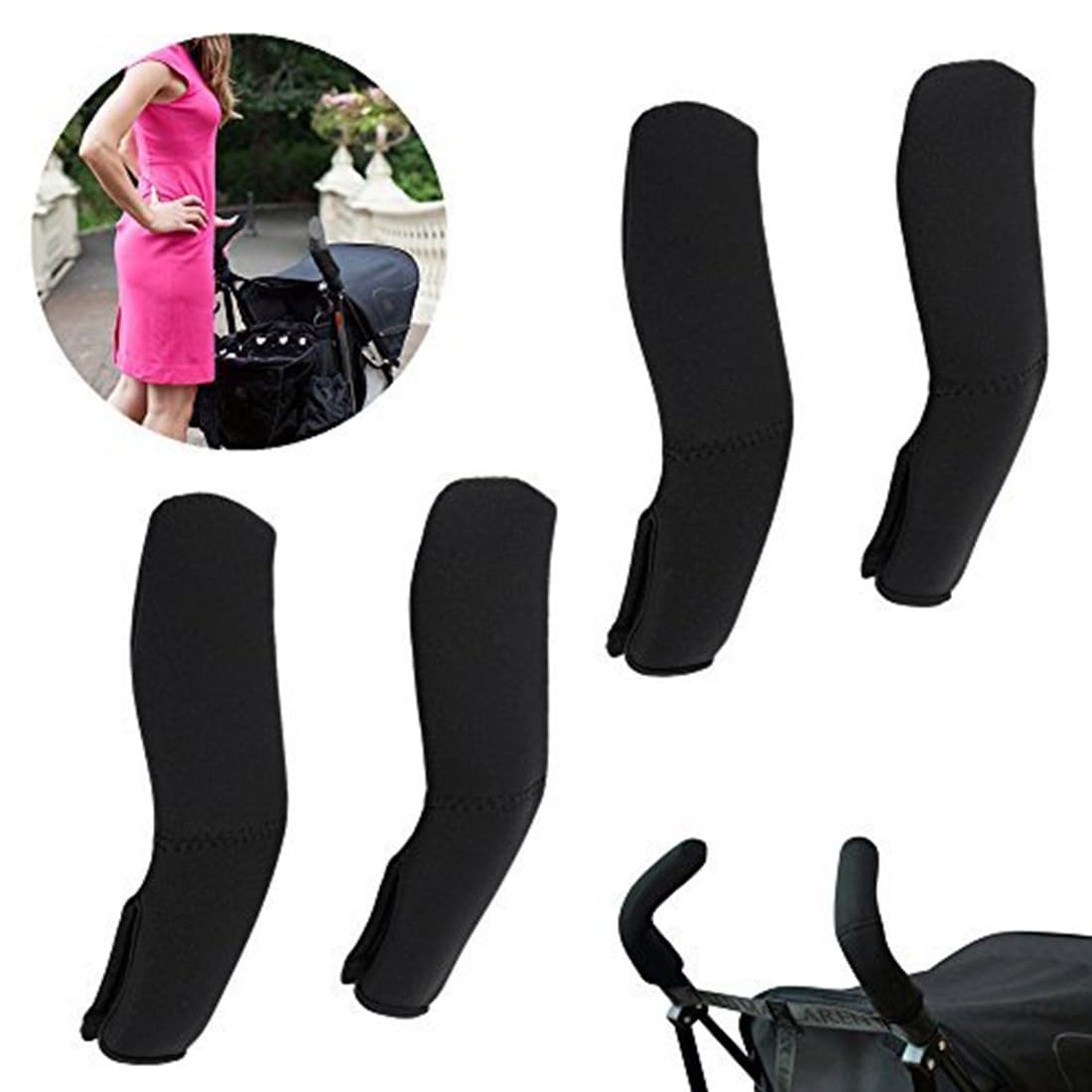 1 paia copri maniglie per passeggino copri braccioli universali con rivestimento in pelle artificiale nera per accessori per passeggini fantastici