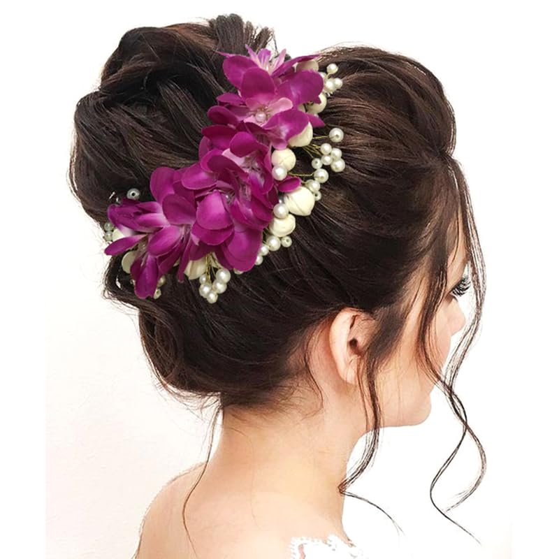 Hair Flare Rose Hair Vein, Hair Accessories For Women, Hair Pins For Wedding, Anniversary- 2107, Purple