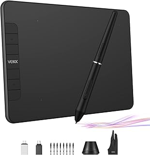 Graphics Drawing Tablet, VEIKK VK640 6 × 4 Inch Digital Drawing Pad with Battery-Free Pen 6 Shortcut Keys Tilt Function 8192 Levels Electronic Writing Pad for Laptop PC for Android OS Windows MAC