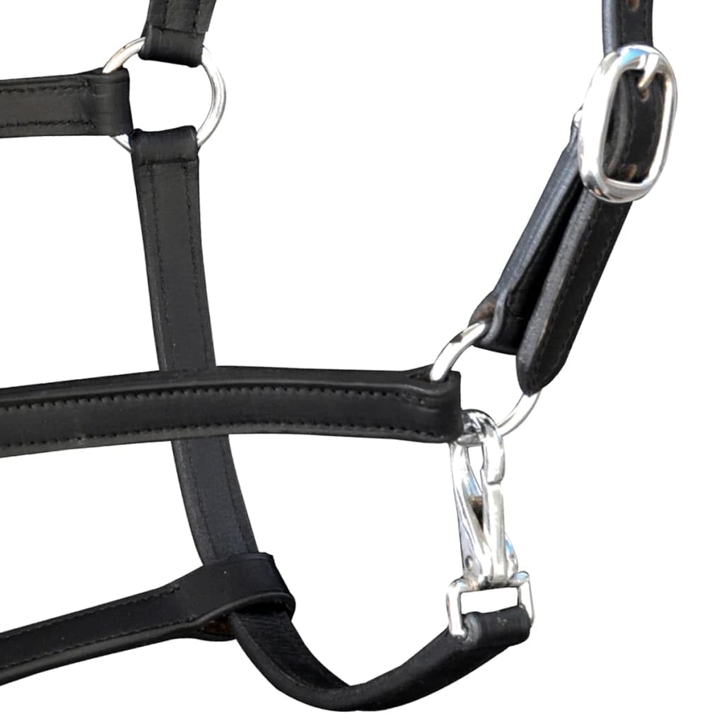 Cabestro de piel auténtica, ajustable, color negro
