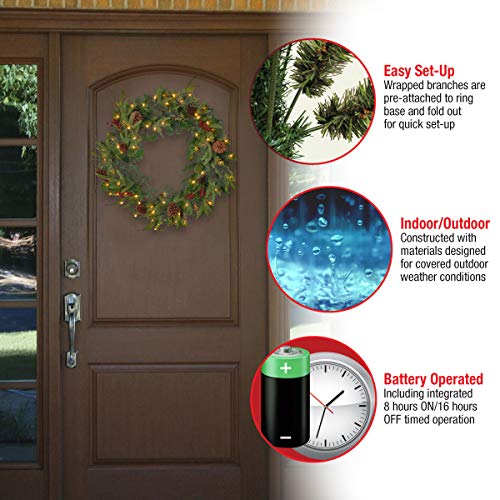 image for National Tree Company 'Feel Real' Pre-lit Artificial Christmas Wreath 