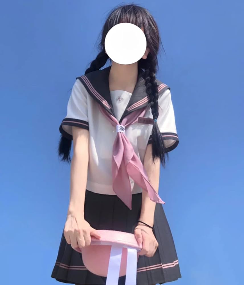 Amazon.co.jp: 【まるこの猫柳】 グレー ピンク セーラー服 長袖