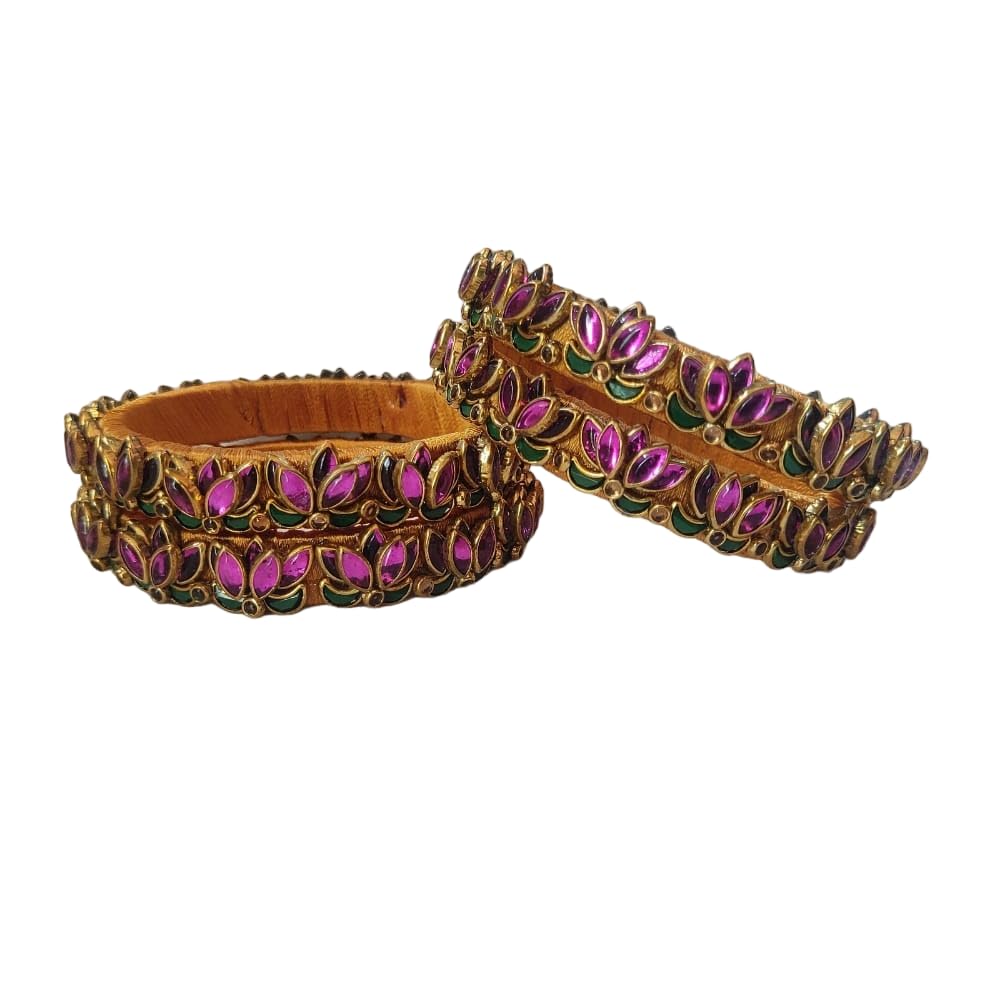 Nathans Global Silk thread Kundan stone 3D design handmade bangles set for Women and Girls (2.2) (B0CY2JNDJG) Amazon Price History, Amazon Price Tracker