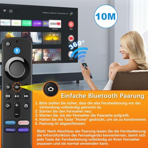 Ersatz-Sprachfernbedienung (3 Gen) Kompatibel mit Smart TV Stick (2 und 3 Gen), TV S-tick(4K, 4K Max, Lite, HD), Smart TV Cube(2nd und 3rd Gen), mit Bluetooth und 4 Abkürzungsschlüssel – Bild 6