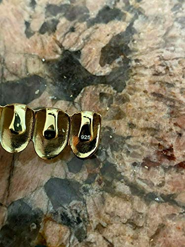 Solid 925 Sterling Silver Real Grillz - 14k Gold Plated - Custom Top & Bottom Grills For Teeth - Real Solid Silver NOT BRASS4