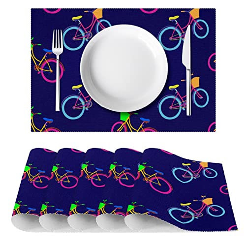 Set de table rectangulaire motif bicyclette 30x45cm résistant chaleur pour repas - 3