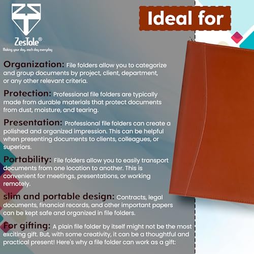 Image of ZesTale Professional Leatherette Material 2 Ring File Folders, Conference Folder| Certificate Document Folder | Certificates Folder | Leather folders for documents | Folders with 25 Leafs(200 Micron)