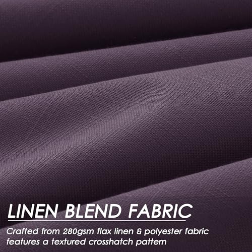 Image of Plum 100% Blackout Linen Curtains for Bedroom 102 Inches Long Back Tab Thermal Insulated Luxury Modern Boho Decor Black Out Curtain for Living Room Dining Room Office Drapes 52x102, 2 Panels