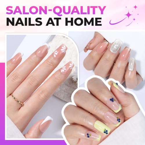 Image of UNA GELLA Short Square Gel Tips Nail Kit, Pre-Etched Nail Tips 120PCS