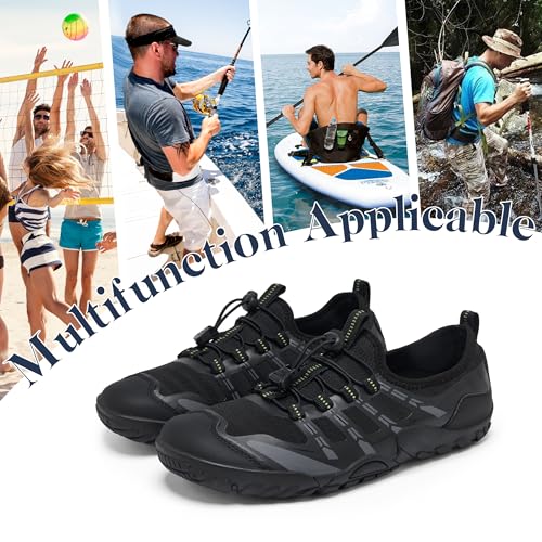 Image of SOBASO Water Shoes Women Men Hiking Dry Aqua Beach Swim Surf Shoes for Outdoor Fish Hiking Pool Black