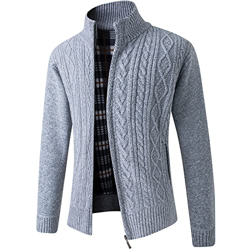 Cardigan en tricot torsadé homme contre le froid veste hiver col montant