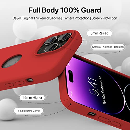 Image of eller sante Liquid Silicon Logo-Cut for iPhone 14 Pro Case Cover, Soft TPU, Shockproof, Scratch Resistant, 6 Feet Drop Protection, Compatible with iPhone 14 Pro Back Cover - Red