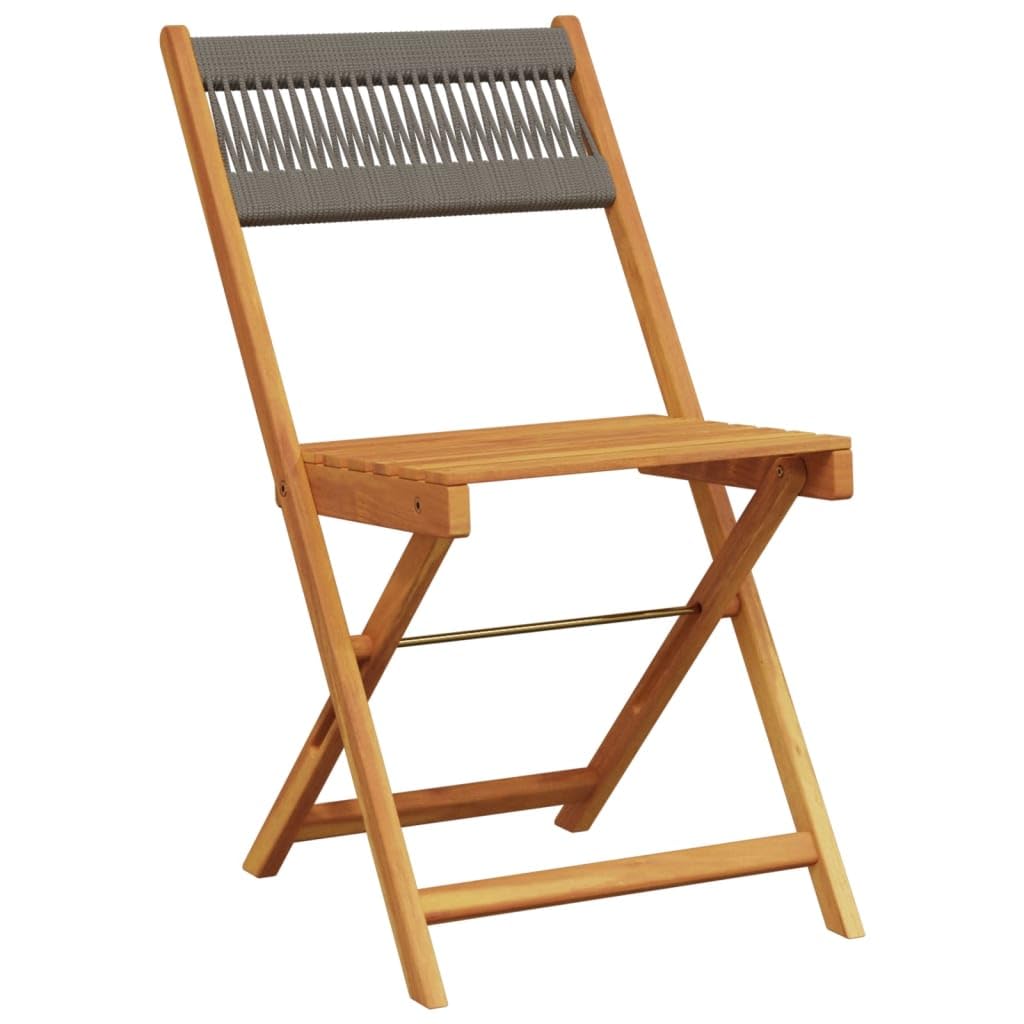 Bistrostühle 2er Set klappbar Akazie Massivholz wetterfest Grau 41 x 52,5 x 80 cm Gartensessel Balkonstuhl platzsparendes Design für Garten Terrasse und Balkon