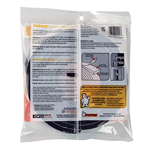 Image of Frost King Available R534H Sponge Rubber Foam Tape 5 /16-Inch, Black, 3 /4 inch W, 5 /16 inch T, 10 ft L (Pack of 2)